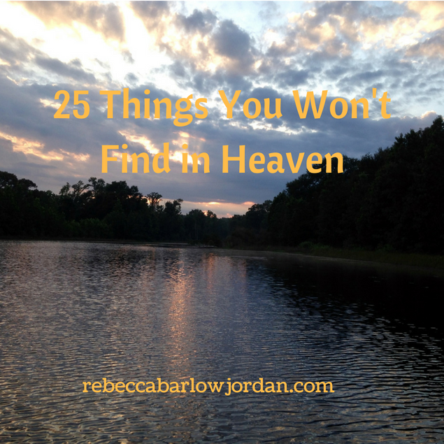 find in heaven - Most of us have heard what we might find in heaven, but here are 25 Things You Won't Find in Heaven. You can add probably add your own.